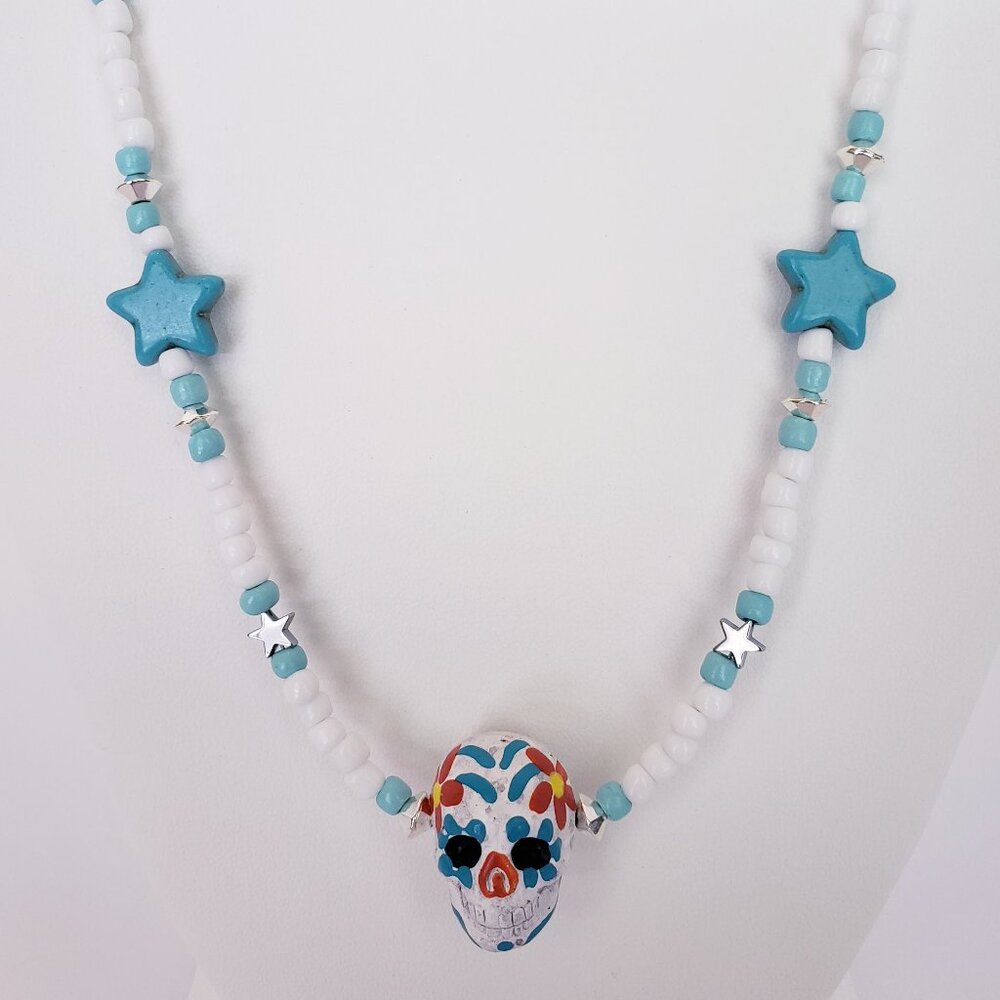 "AZRAEL" ~ DAY OF THE DEAD Sugar Skull Necklace by KATSPAW JEWELRY